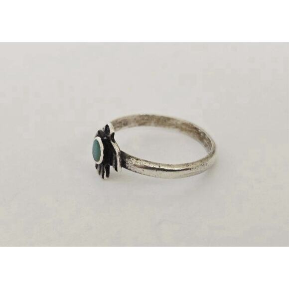 Vintage Fred Harvey Era Sterling Silver Turquoise Thunderbird Ring Sz 5.25 1.4g - Picture 3 of 5